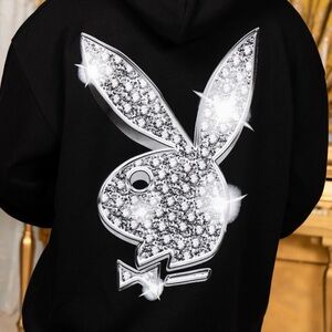 PLAYBOY x Fuerza Regida black hoodie unisex